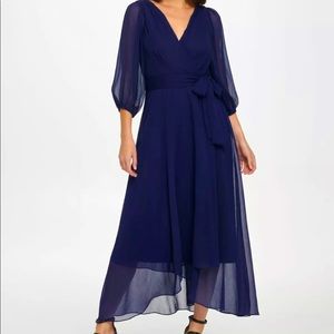 NWT Dkny Navy Blue Wrap Dress Sz 2 Formal Sheer